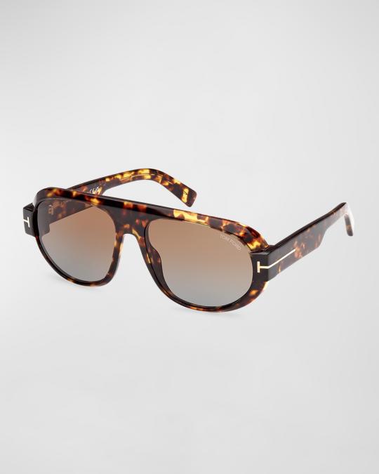 TOM FORD Blake Havana Acetate Aviator Sunglasses | Neiman Marcus display picture 1
