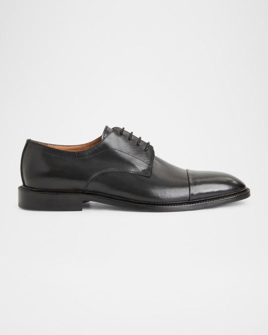 Bruno Magli Classic Black Leather Derbys Vintage Bruno Magli Classic Black Leather Tie Oxfords Shoes  main image 4