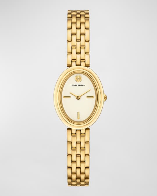 Tory Burch Oval Gold-Tone Stainless Steel Watch | Neiman Marcus