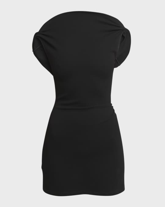 Bordo Structured-Neck Low-Back Mini Dress