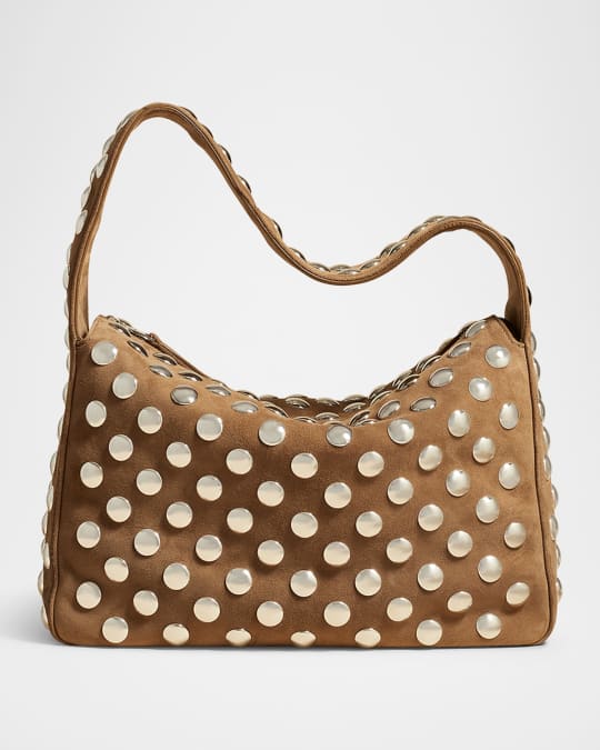 Khaite Elena Studded Suede Shoulder Bag Neiman Marcus