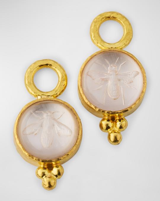 Elizabeth Locke 19K Yellow Gold Bee Rock Crystal Earring Pendants with ...