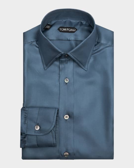 TOM FORD Men's Silk Twill Slim-Fit Dress Shirt | Neiman Marcus