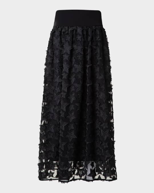 9*6様 Star Flayered Midi Skirt (Black) Star flayered midi skirt (Black) – Tott