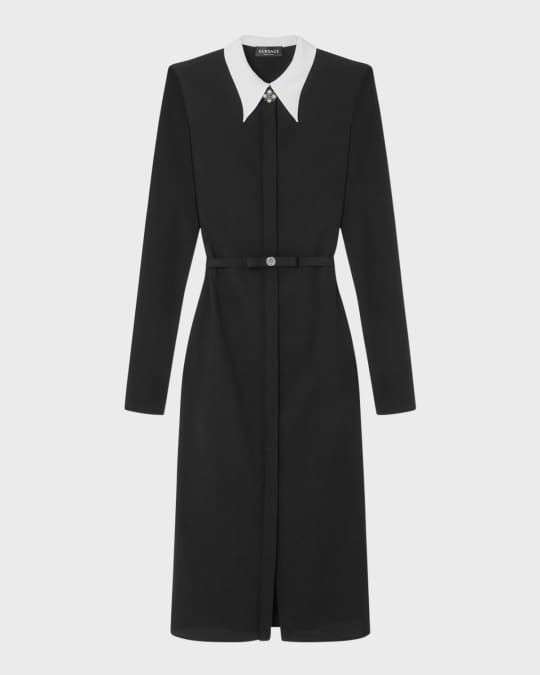 contrast collar shirt dress Green 1940s Contrast Shirt Collar Dress
