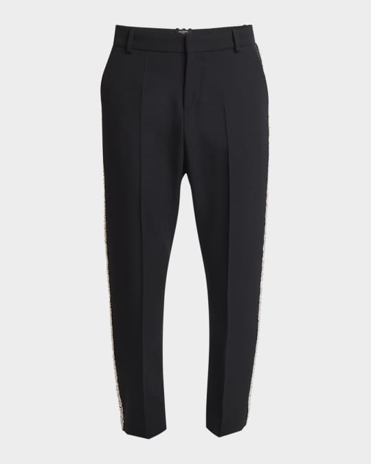 Men's Wool Pants With Strass Piping