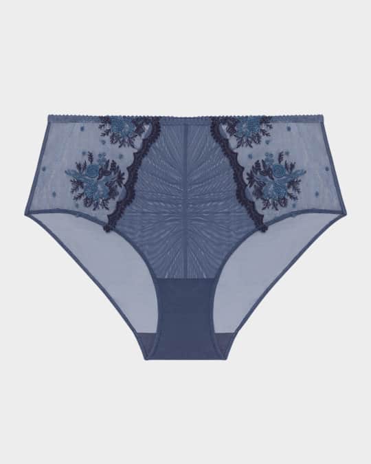 Intrigue Ruched Embroidered Retro Briefs