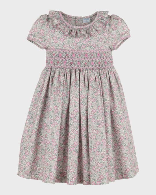 Luli & Me Girls Winterberry Floral Dress - Smocked Bodice - Ruffle Collar main image 0