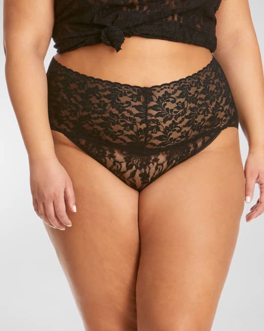 Plus Size Floral Lace V-Kini Briefs