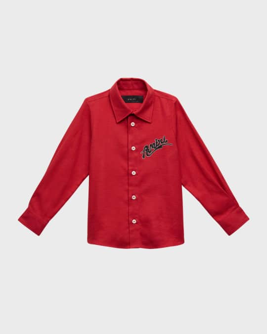 Boy's Logo Script Flannel Shirt, Size 4-12