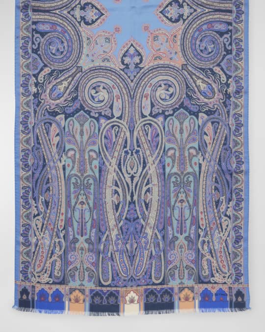 スカーフ Etro Light Blue Silk Shawl With Paisley Print Etro Paisley Print Silk & Cashmere Scarf | Neiman Marcus