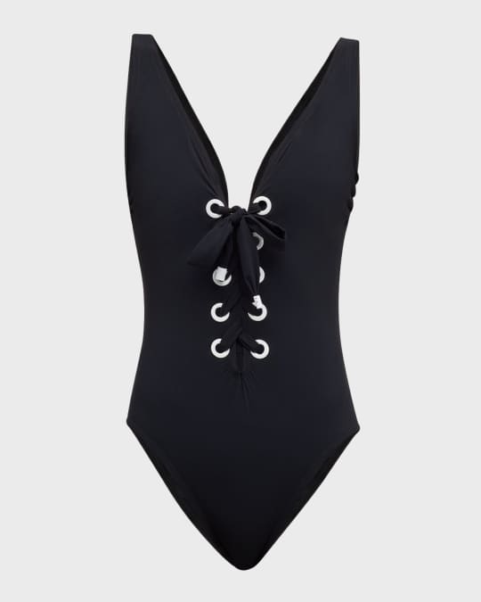 Lulu V-Neck Silent Underwire One-Piece Swimsuit 