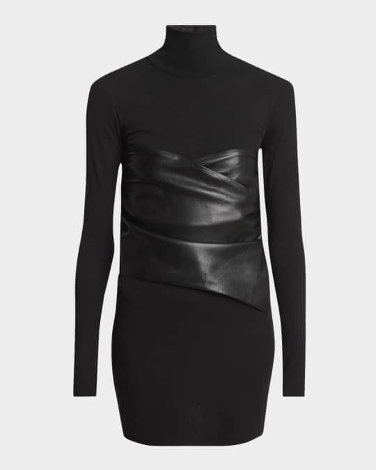 Noleny Turtleneck Alt-Leather Mini Dress