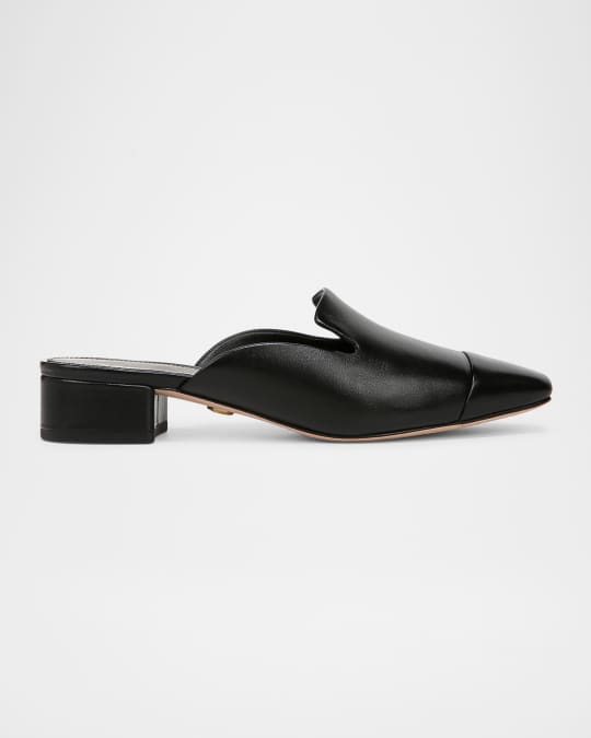 Veronica Beard Cecile Leather Cap-Toe Loafer Mules Neiman Marcus