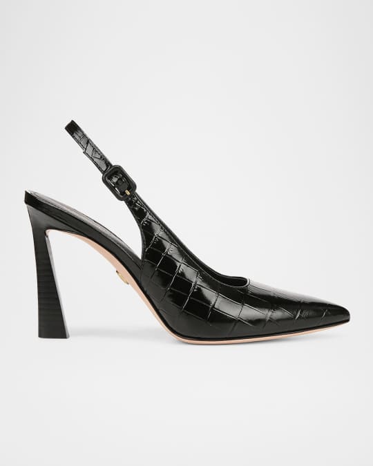 Callie Leather Cap-Toe Slingback Pumps