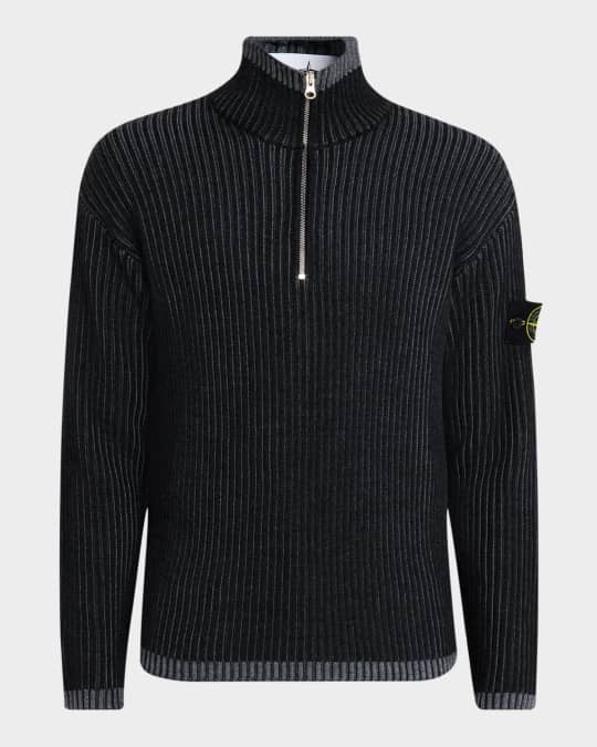 Stone Island Men's Quarter-Zip Ribbed Sweater | Neiman Marcus