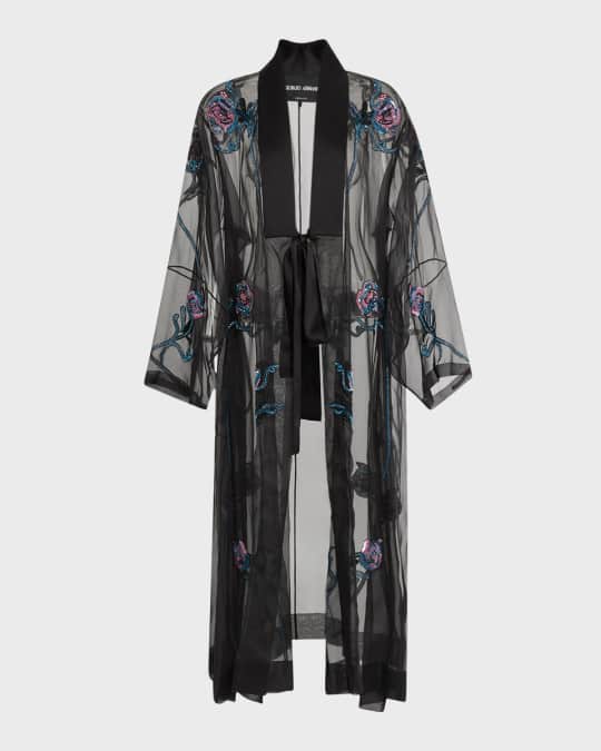Giorgio Armani Sheer Crystal Embellished Kimono | Neiman Marcus