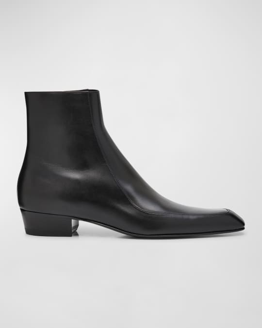 Saint Laurent Men's Augustin Leather Ankle Boots | Neiman Marcus