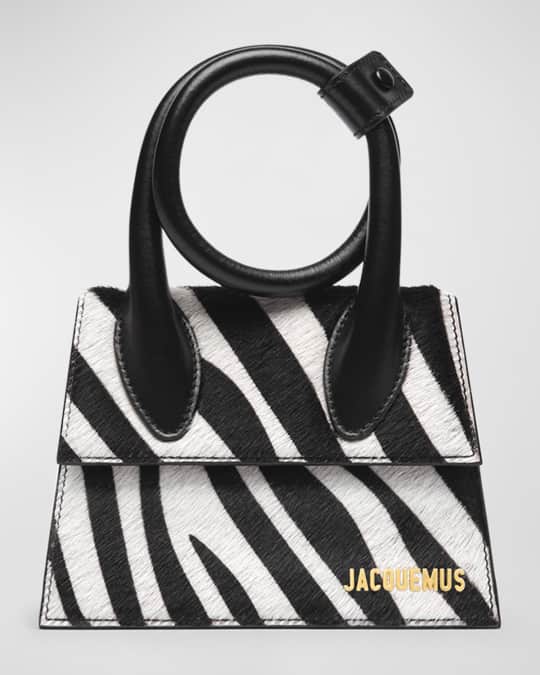 Le Chiquito Noeud Zebra Printed Leather Top-Handle Bag