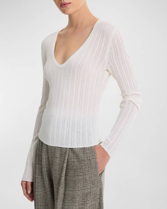 POINTELLE-KNIT VISCOSE-BLEND TOP main image 1