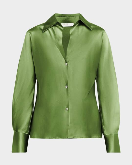 Bias Silk Long-Sleeve Blouse