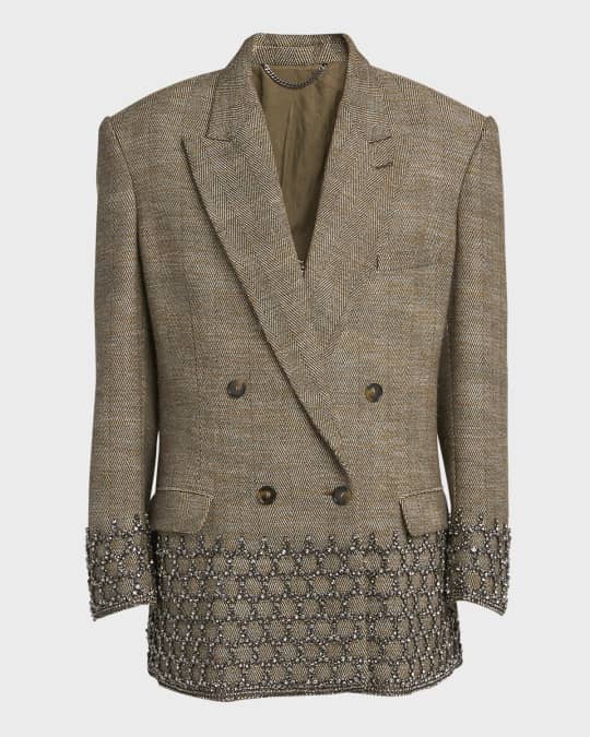 Stella McCartney Crystal-Embellished Oversize Wool Blazer