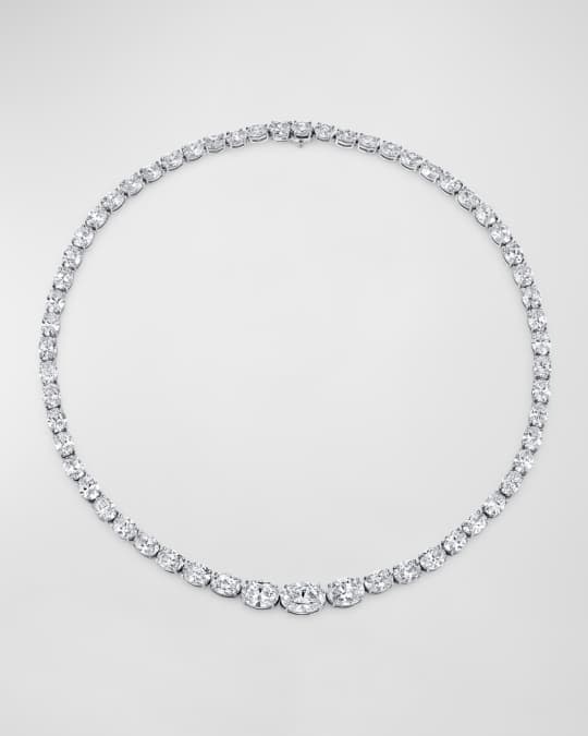 Neiman Marcus Diamonds Platinum White Diamond Vertically Set Oval-Cut ...