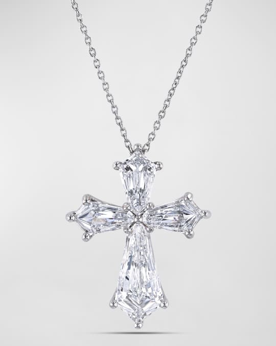 ★TOUT Y EST★ Dimond Plan Cross 16 RCBRX23216PUL Neiman Marcus Diamonds Platinum Four Stone Kite-Cut Diamond