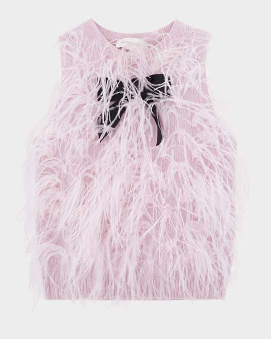 SHUSHU/TONG Sleeveless Ostrich Feather Top | Neiman Marcus