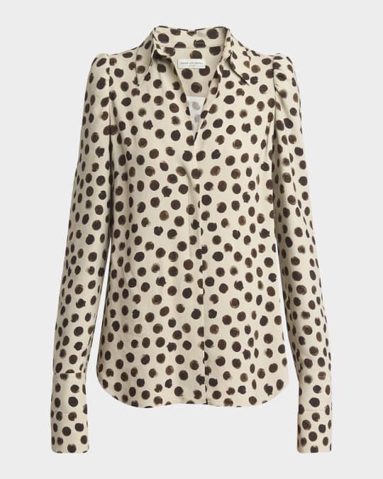 Dries Van Noten Celindra Polka-Dot Button-Front Shirt