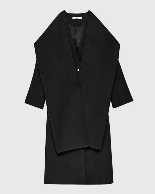 Cashmere Deep V Scarf Coat - Resale | Black