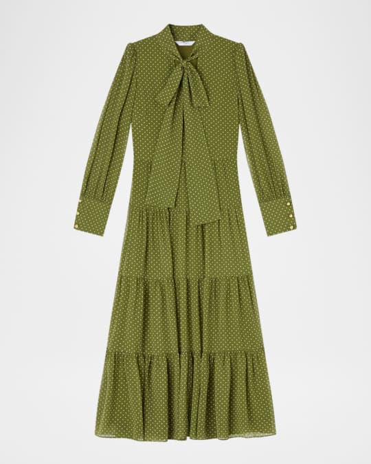 Polly Tiered Polka-Dot Midi Dress