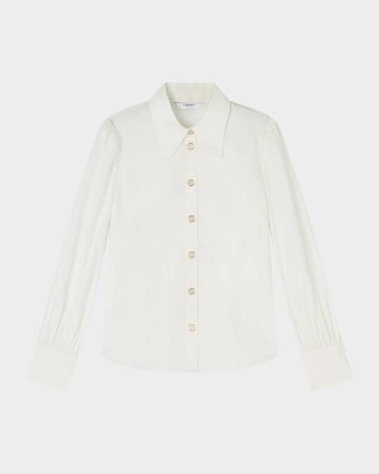 Sonya Button-Down Cotton Sateen Blouse