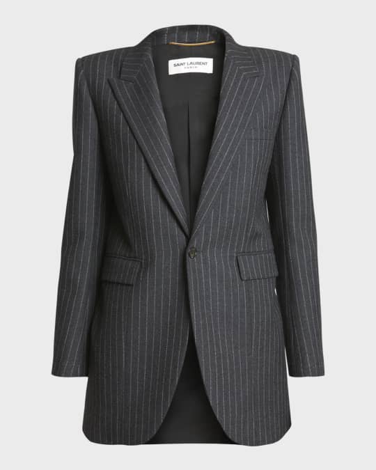Saint Laurent Pinstripe Single-Breasted Blazer Jacket