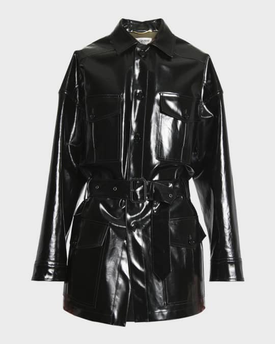 Vinyl Wrap Coat with Belt