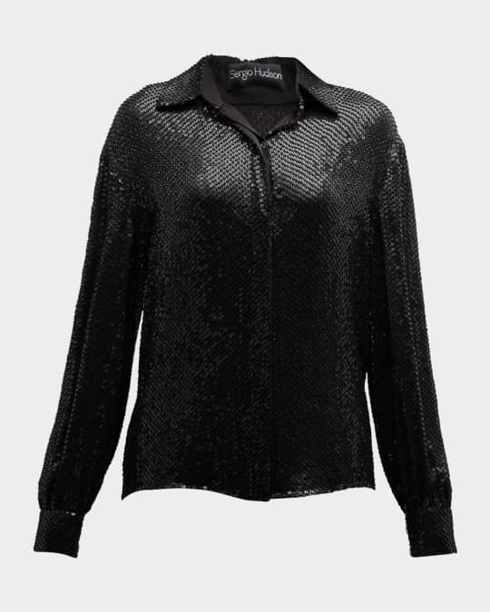 Sequined Button Down Blouse 