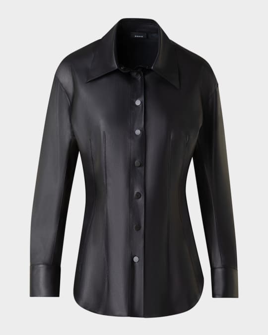Nappa Leather Fitted Blouse