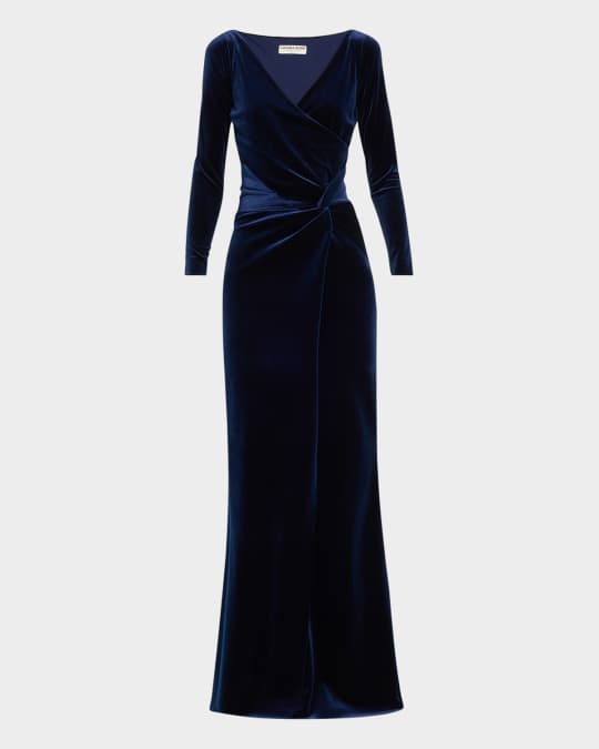 Axas Side-Twist Velvet Trumpet Gown