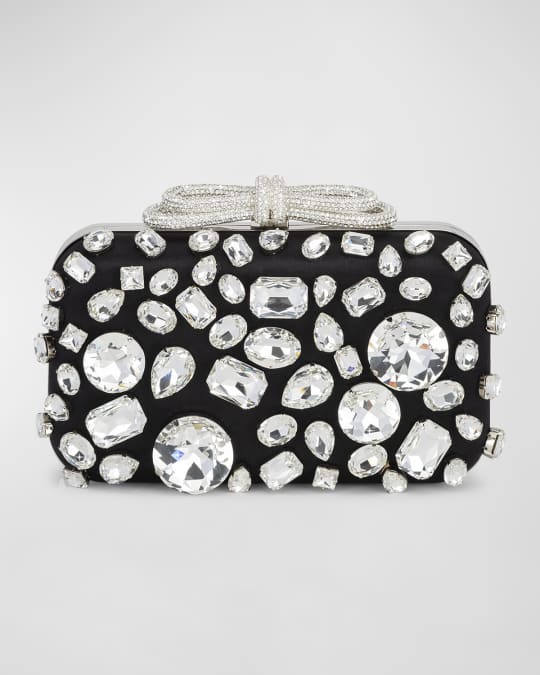 MACH & MACH Bow Strass Satin Clutch Bag | Neiman Marcus