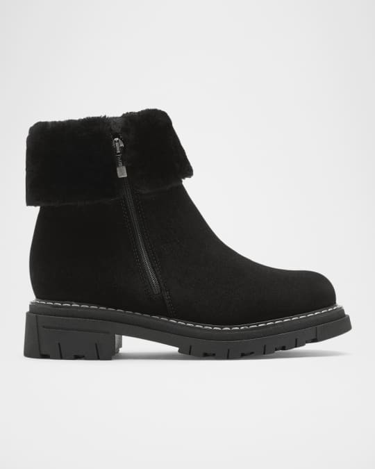 La Canadienne Deedra Suede Shearling Winter Booties Neiman Marcus