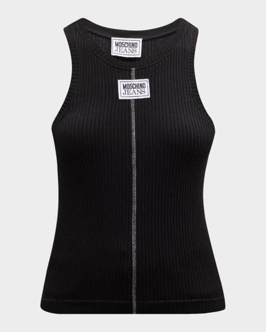 Moschino Jeans Signature Ribbed Logo Tank Top | Neiman Marcus