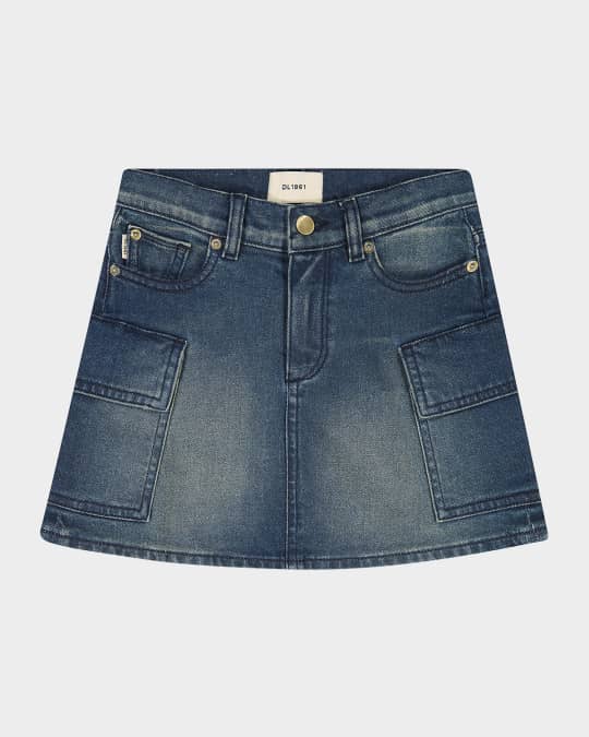 Girl's Jenny Denim Cargo Skirt, Size 7-16