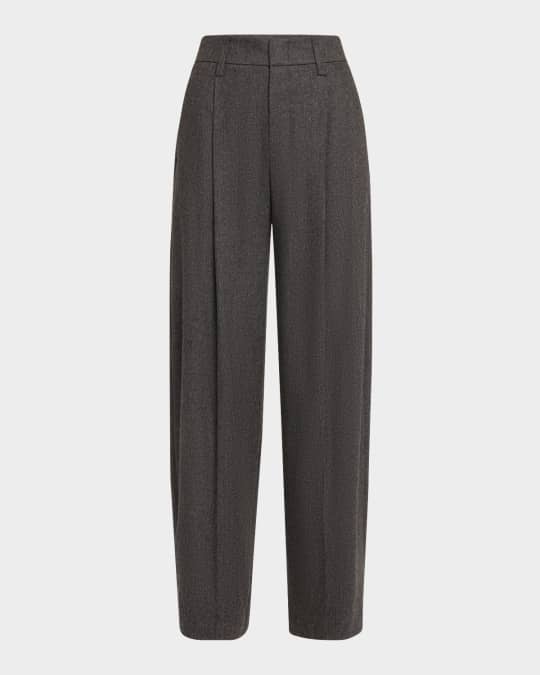 Vince Wide-Leg Herringbone Trousers | Neiman Marcus