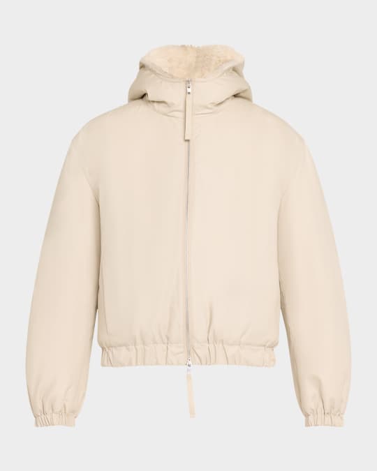 Vince Faux-Fur Lined Bomber Jacket Neiman Marcus