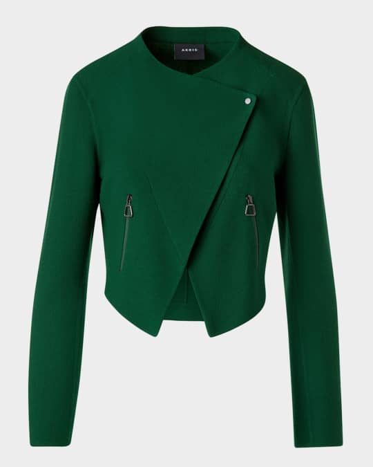 Akris Ariel Wool Crepe Crop Jacket | Neiman Marcus