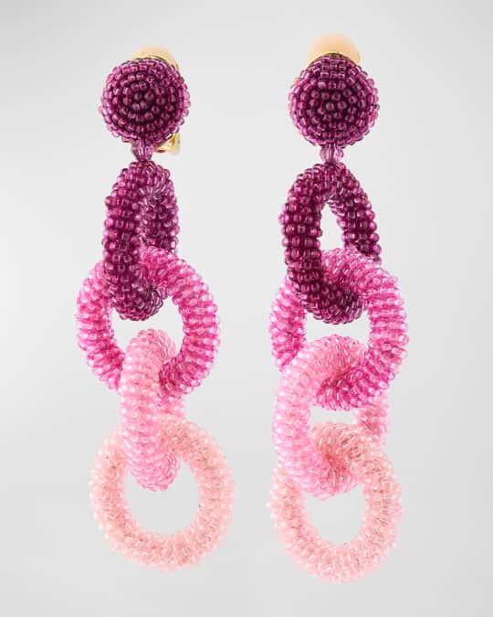 Beaded Oval Ring Clip-On Earrings