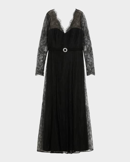 Marina Rinaldi Plus Size Venosa Belted Lace Gown | Neiman Marcus