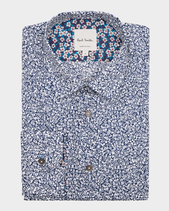 Men's Organic Cotton Micro-Floral Dress Shirt