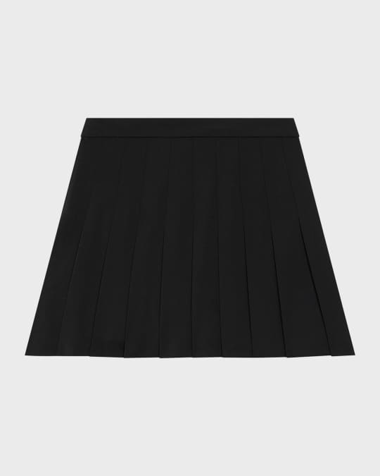 Pleated Wool Suiting Mini Skirt