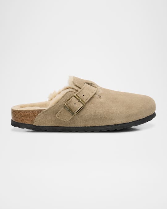 商品画像：Birkenstock Boston Suede Leather Shearling Fur Cozy Clogs 1
